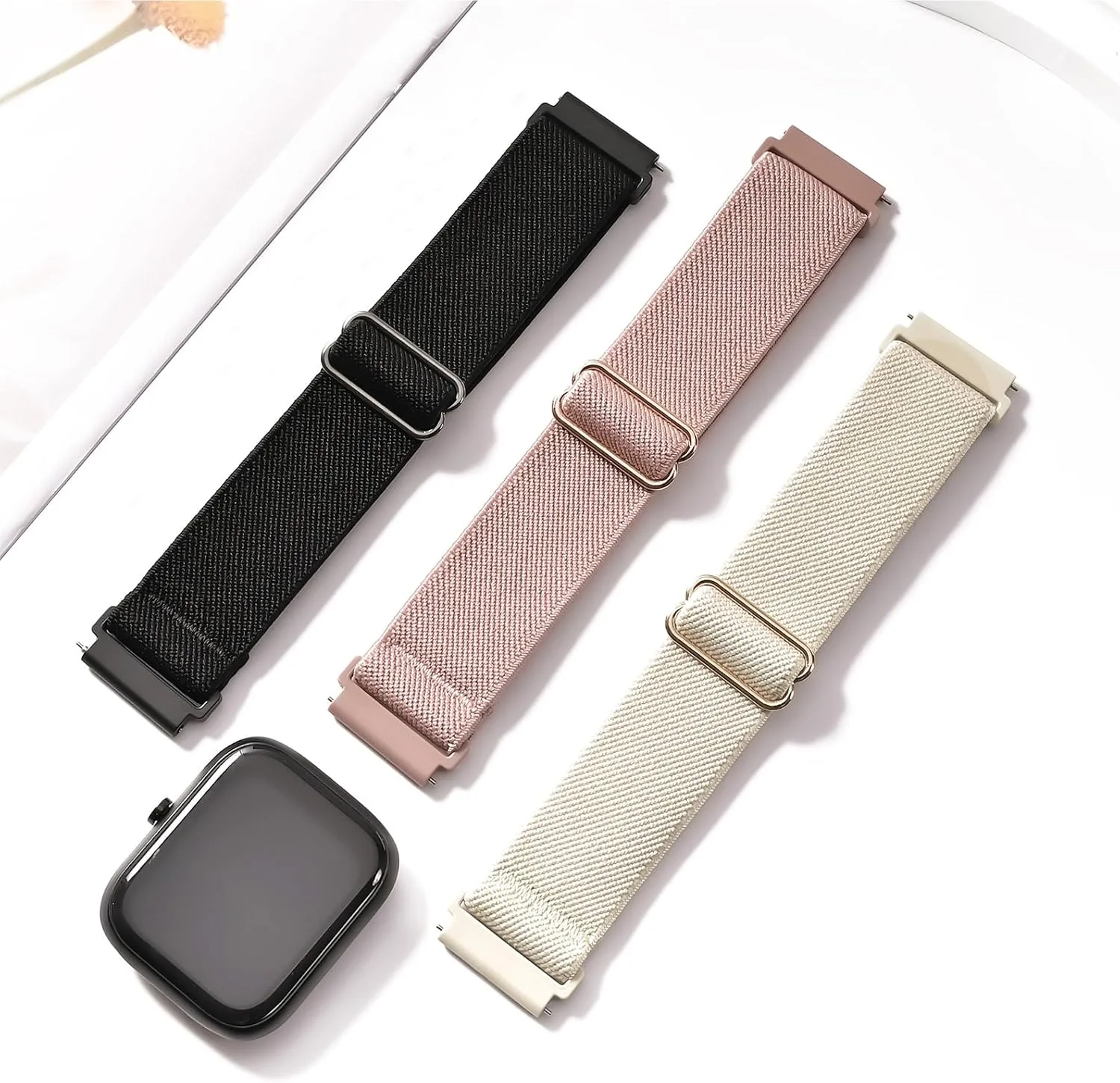 3 Pack Stretchy Nylon Band Compatible with SKG Smart Watch Bands for Women Men, Quick Release Soft Elastic Strap Replacement Wristbands for SKG-V7/SKG V7 Pro Smart Watch