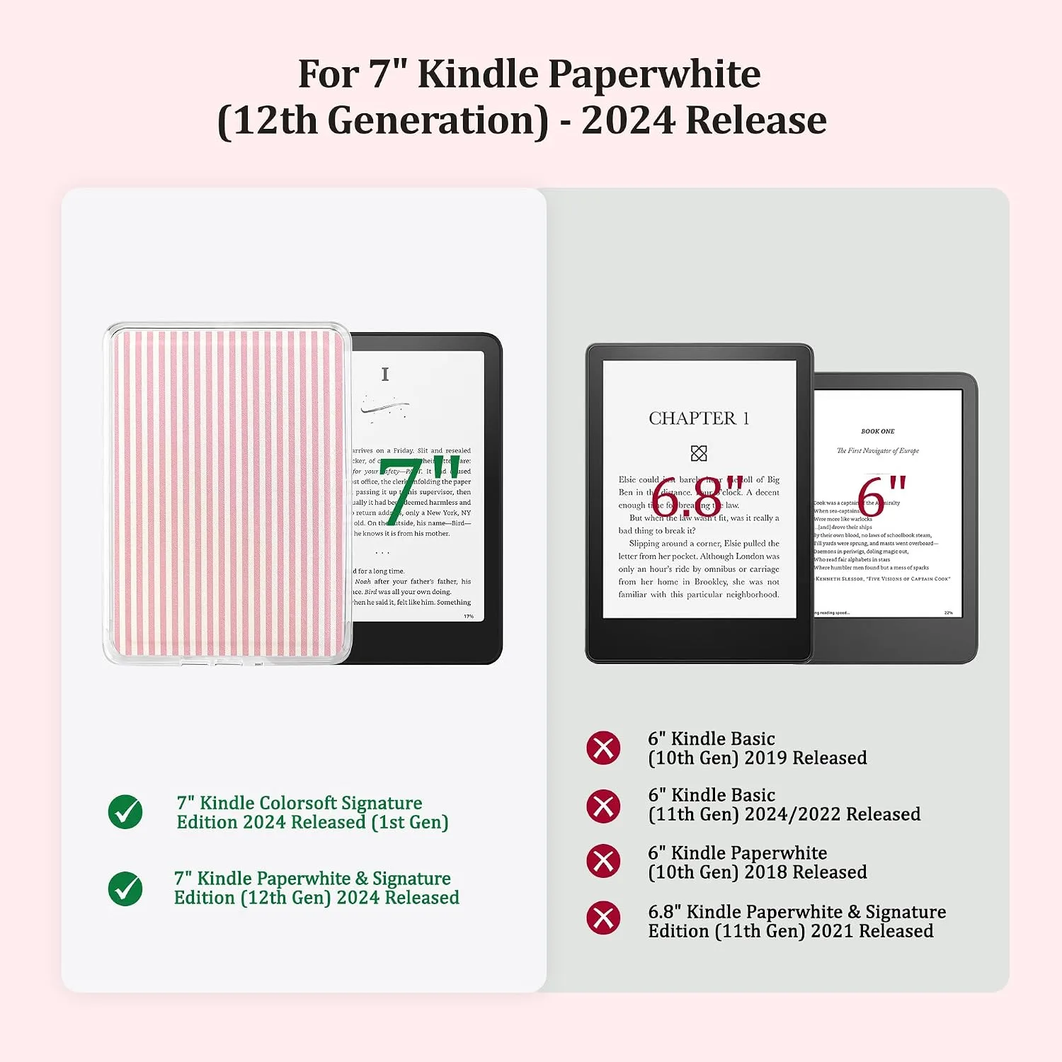 Back Panel Case for 7'' Kindle Paperwhite 12th Gen & Colorsoft