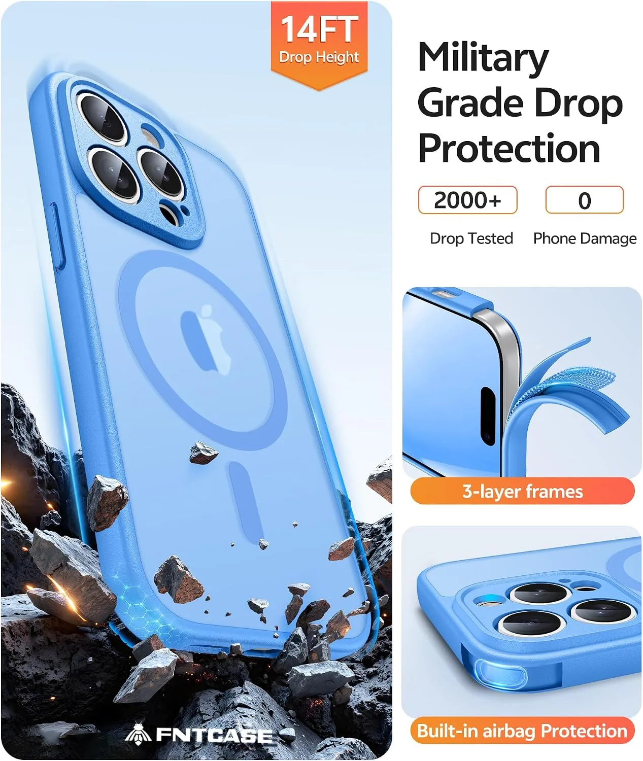 FNTCASE for iPhone 14 Pro Case, Compatible with Magsafe, Screen Protector