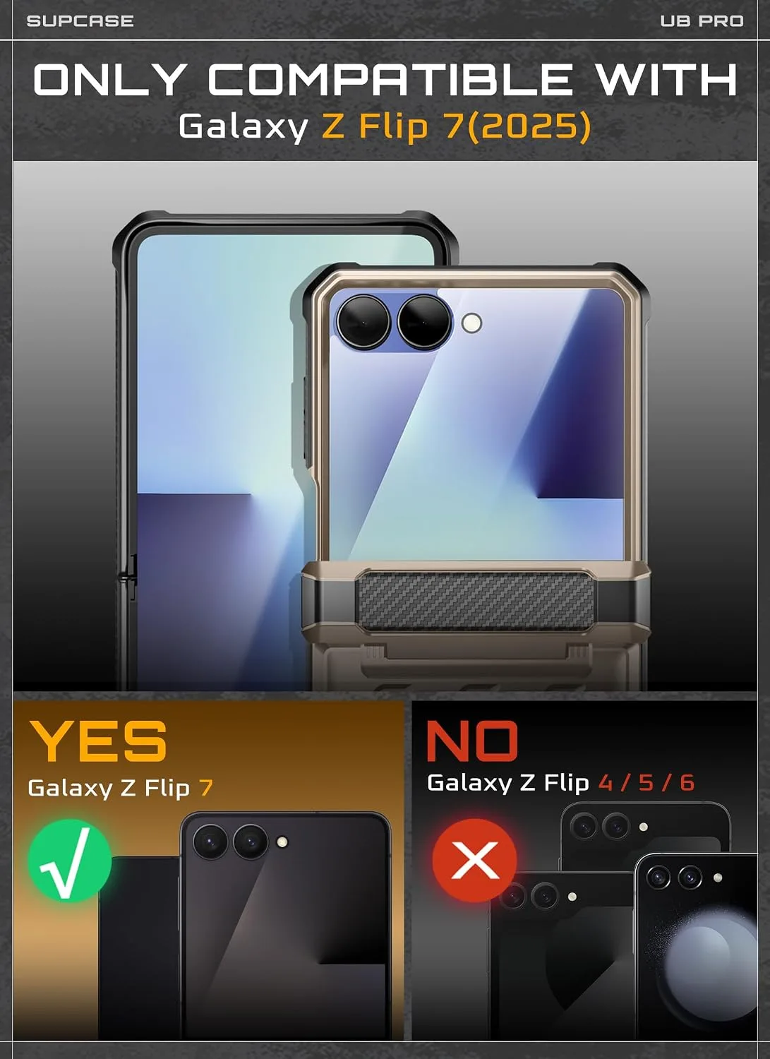 SUPCASE for Samsung Galaxy Z Flip 7 Case with Built-in Kickstand, Desert