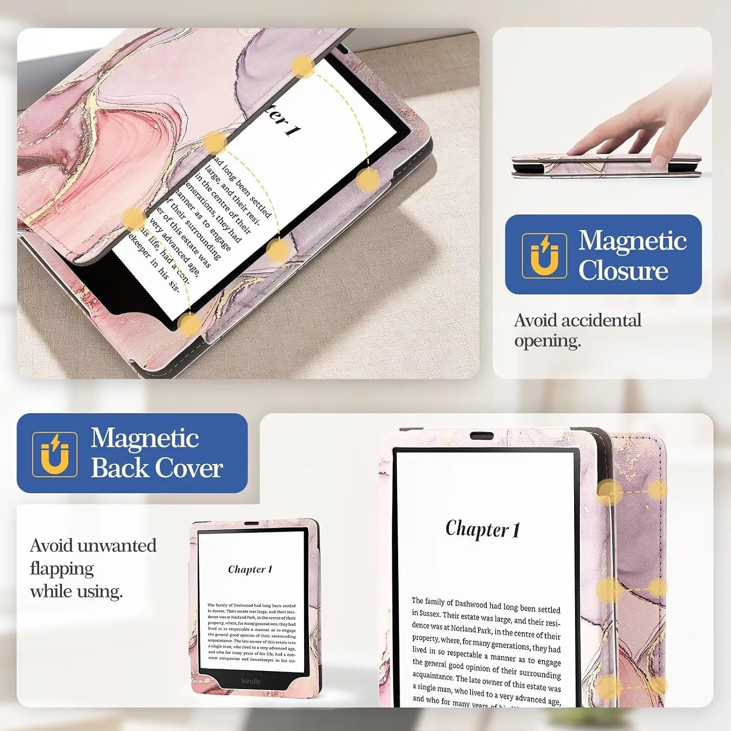 Case for 6" Kindle Paperwhite (10th/7th/6th/5th Generation), Pink Marble