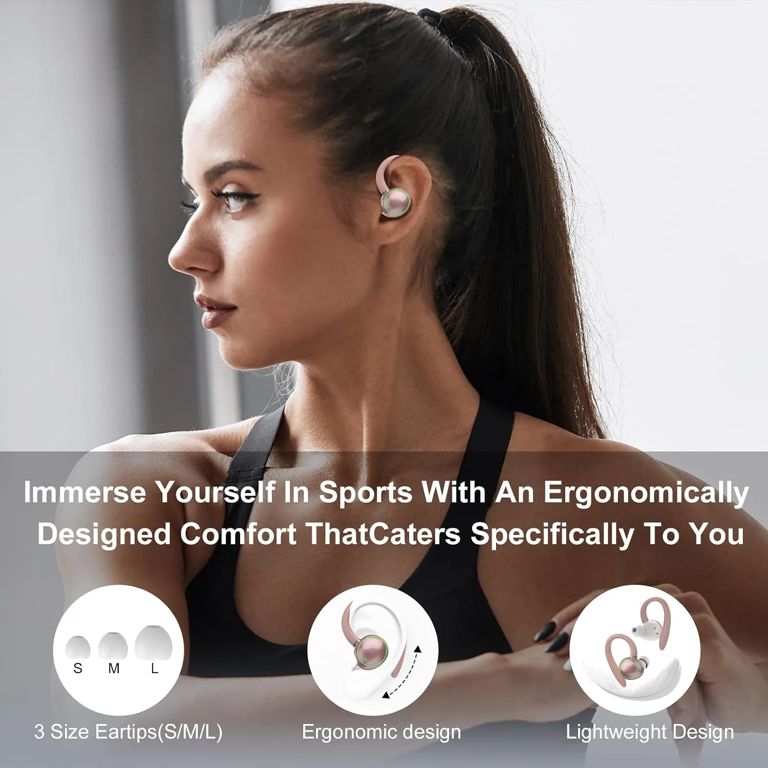 Wireless Earbuds, Bluetooth 5.4 Headphones Sport Over Ear Buds With ENC Mic
