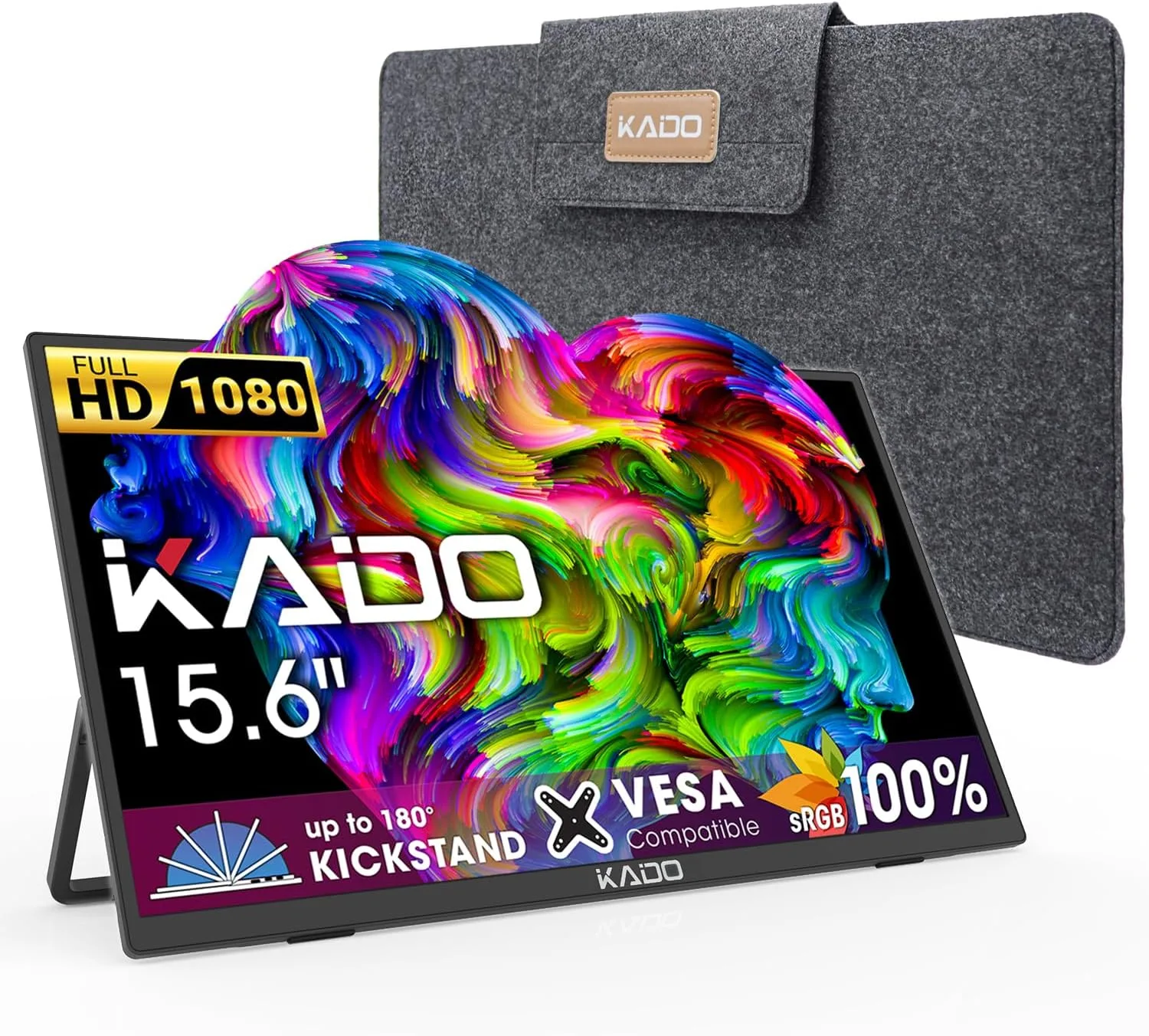 Kado 15.6" FHD Portable Monitor for Laptop 100% sRGB Second Display IPS