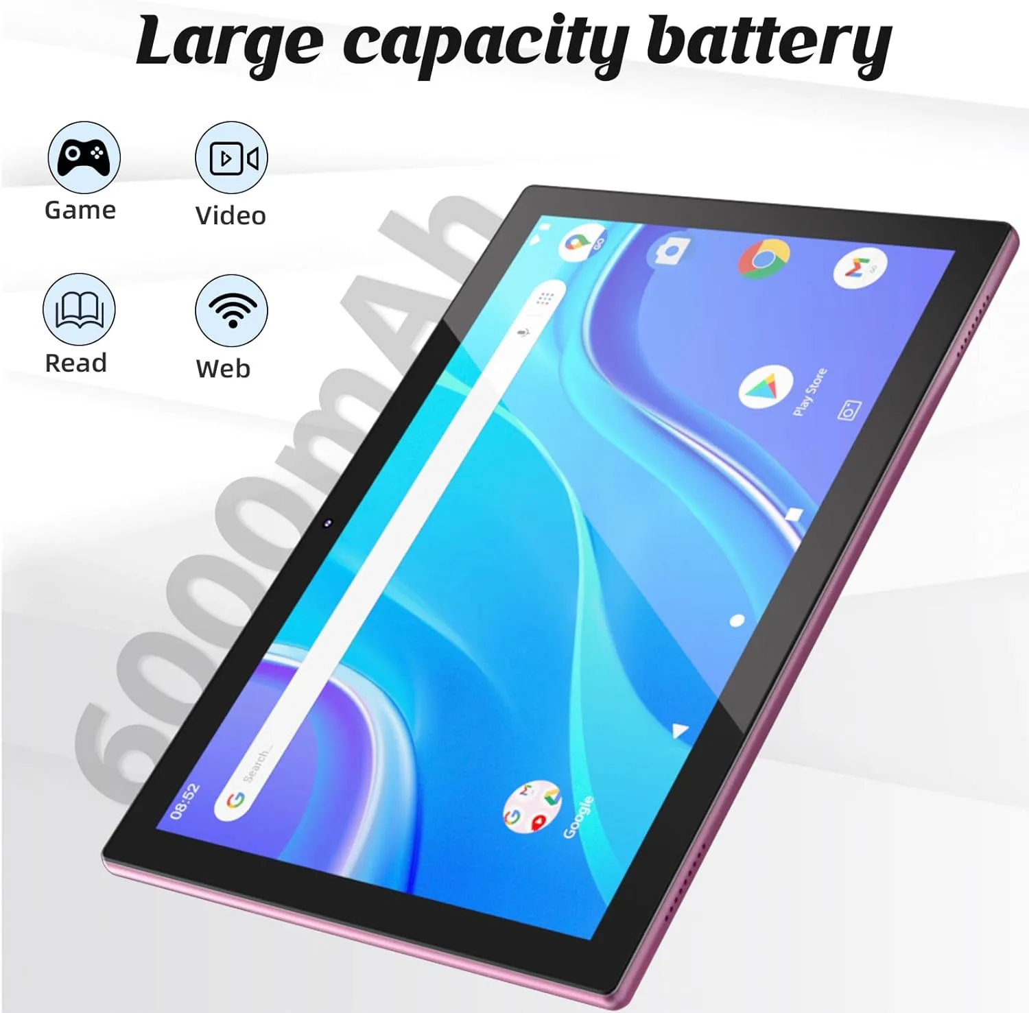 2 in 1 Tablet 10 Inch Android 15 Tableta, Tablets with Keyboard Mouse Case Stylus, 8GB RAM 32GB ROM Supports 1TB Expansion, 2MP+8MP Dual Camera Quad Core Processor 6000mAh Battery 10.1 IN FHD Tab Pink