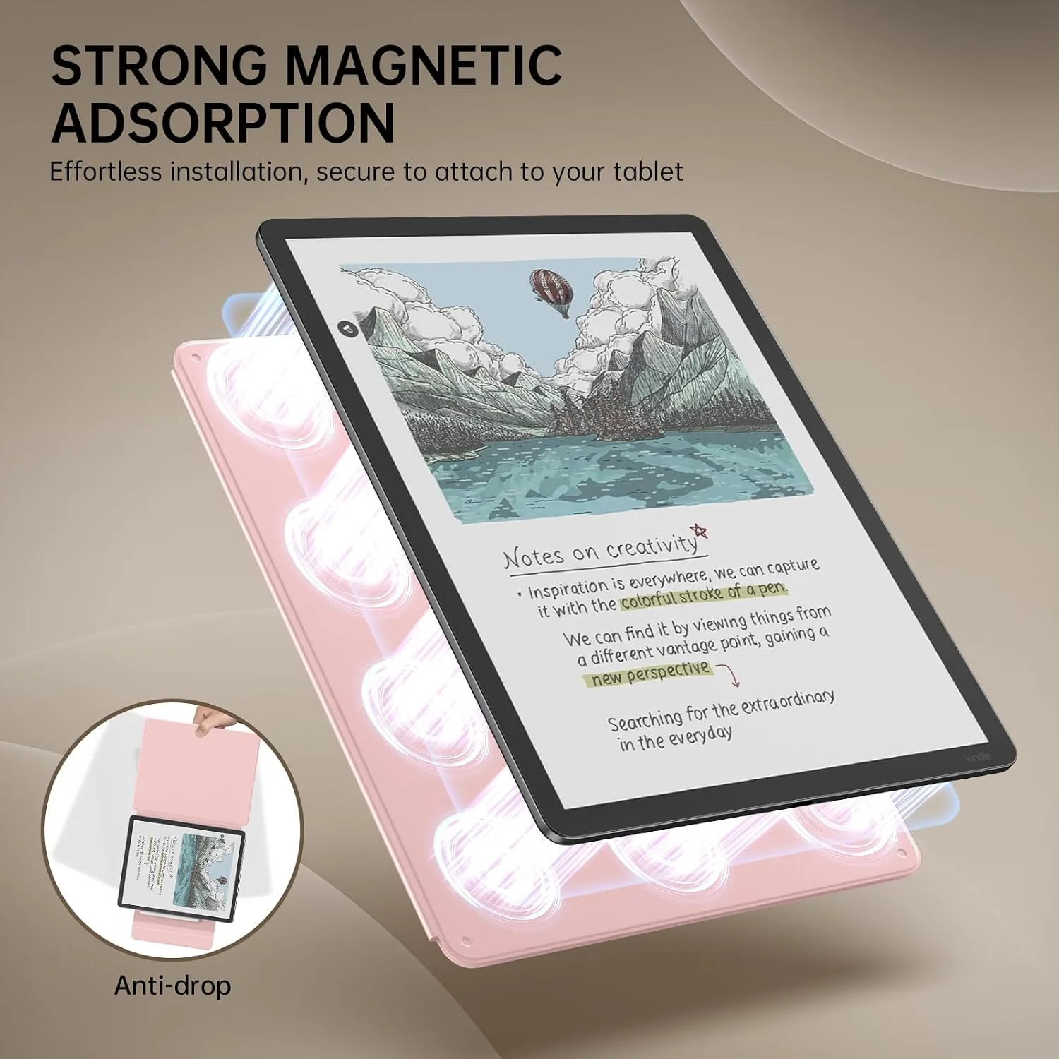 MoKo Magnetic Case for 11" Kindle Scribe 3rd & Colorsoft 1st, Rose Gold