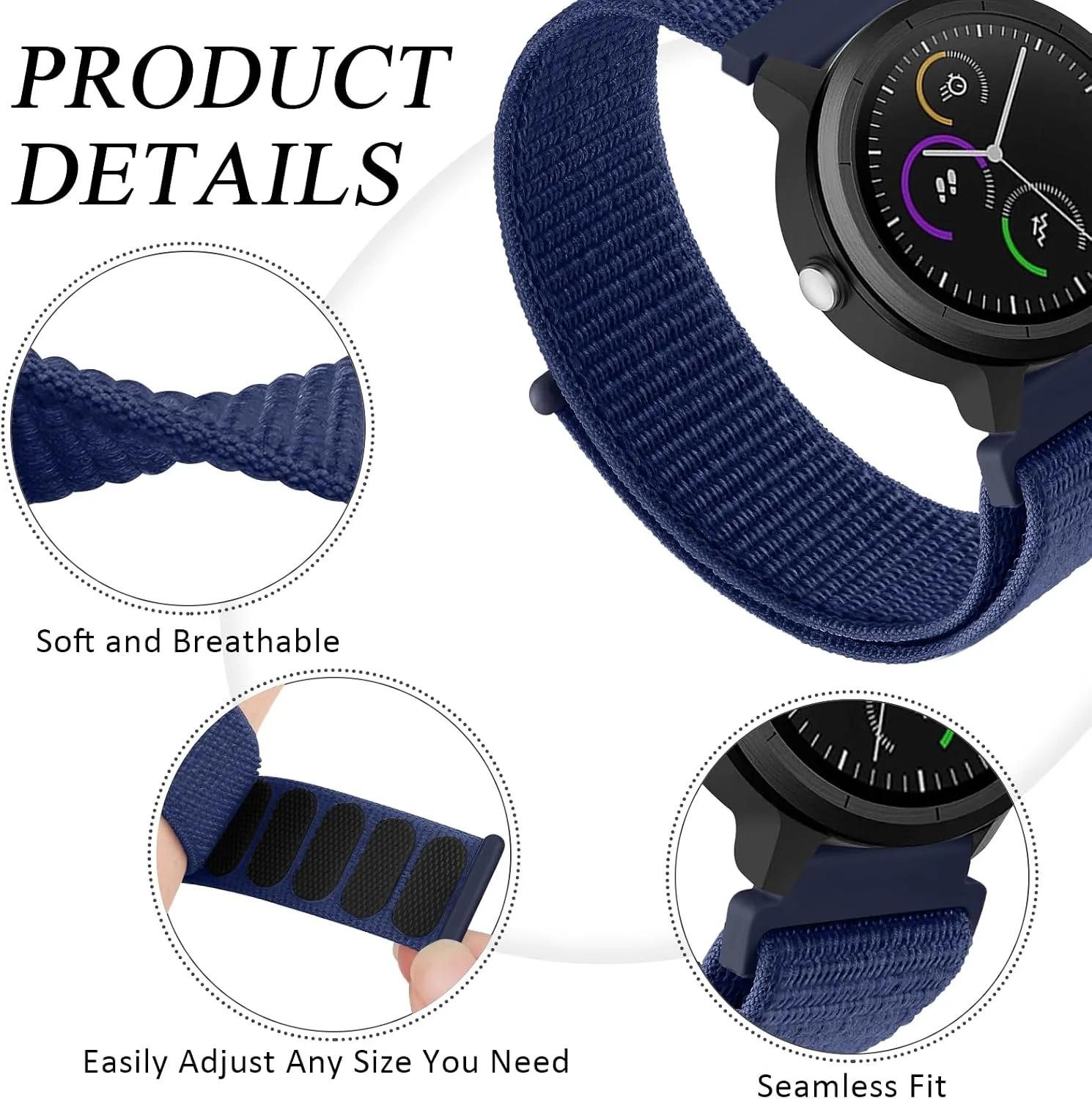Amzpas Nylon Bands Compatible with COROS PACE 4 / PACE 3 / Pro/APEX 2 Pro/APEX Pro/APEX 46mm Men Women, 22mm Soft Sport Replacement Strap for Coros Pace 4/3 Watch