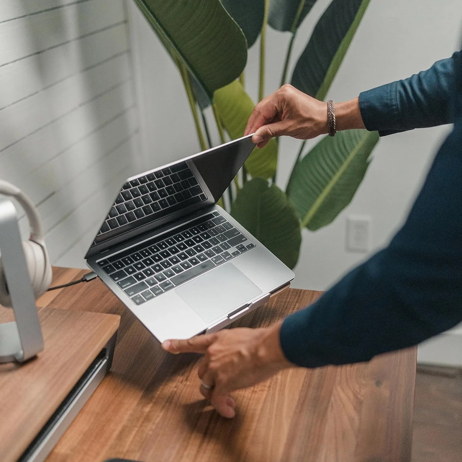 HumanCentric Laptop Riser for Desk, Maple Wood Top Space Gray Aluminum Base