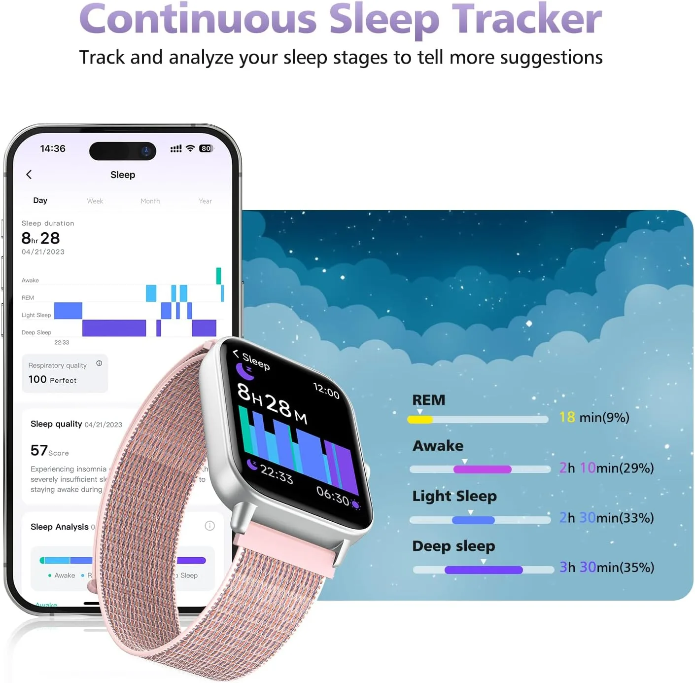 Smart Watch for Android Phones & iPhones, Fitness Watches for Women Men