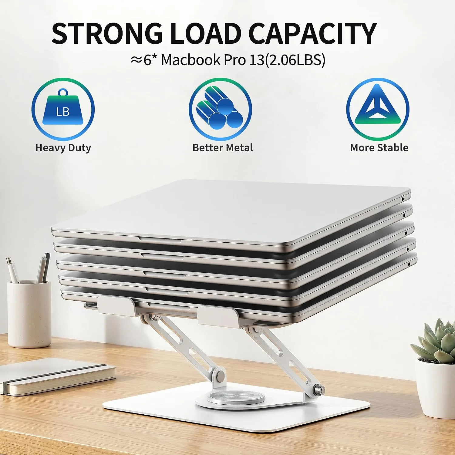 ALASHI 360° Rotating Laptop Stand, Multi-Angle, 10-17", White