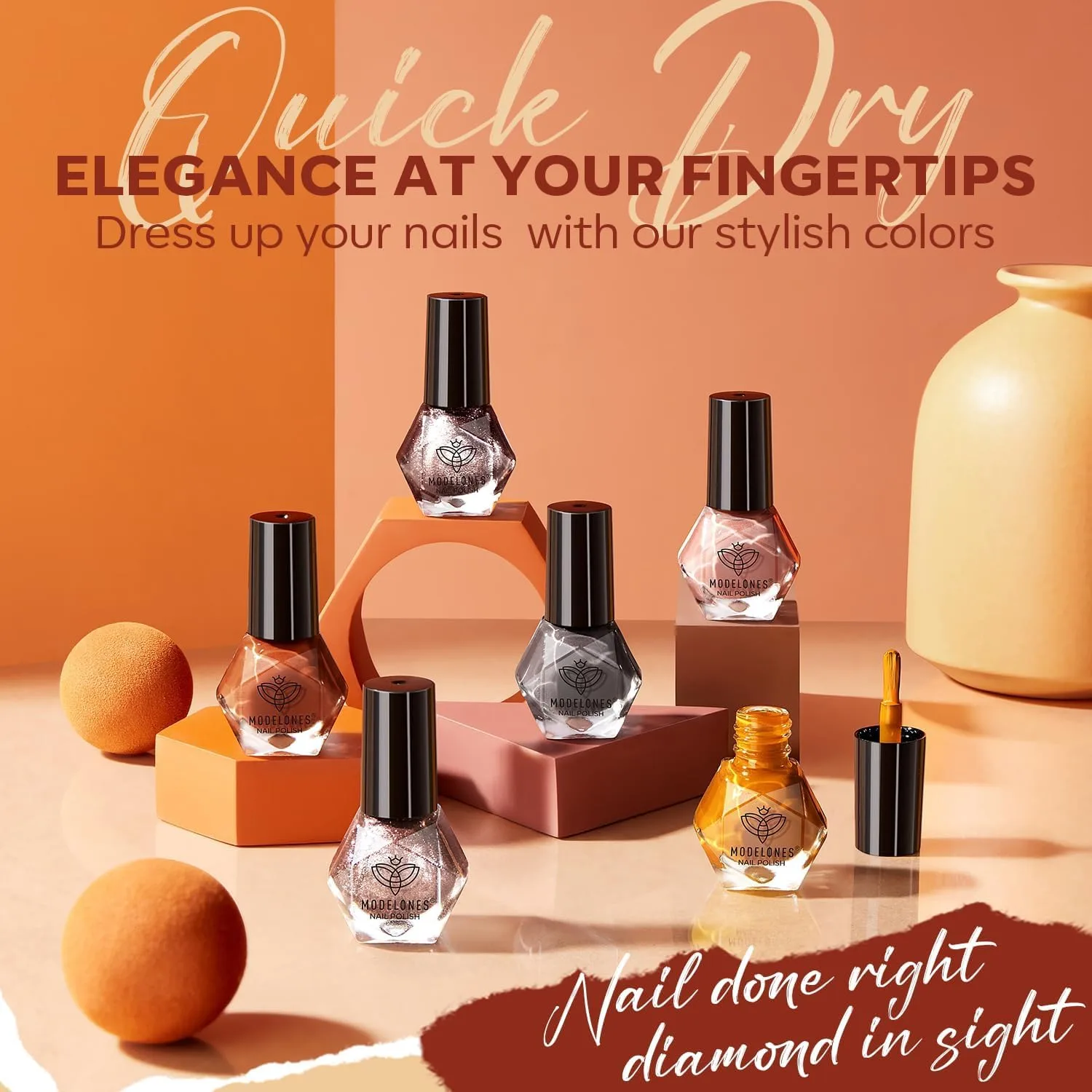 modelones Fall Nail Polish, 6 Colors Nude Brown Maroon Nail Polish Set