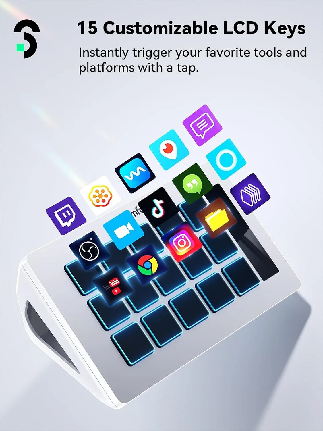 SOOMFON Stream Controller Studio Control Deck 15 Macro Keys and Dashboard