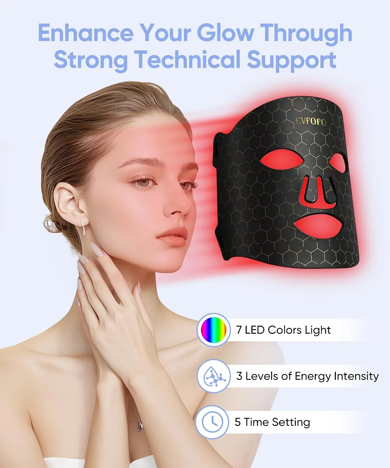 EVFOFO FDA-Cleared 850 NIR Red Light Therapy Mask for Face, Beauty Gift Set
