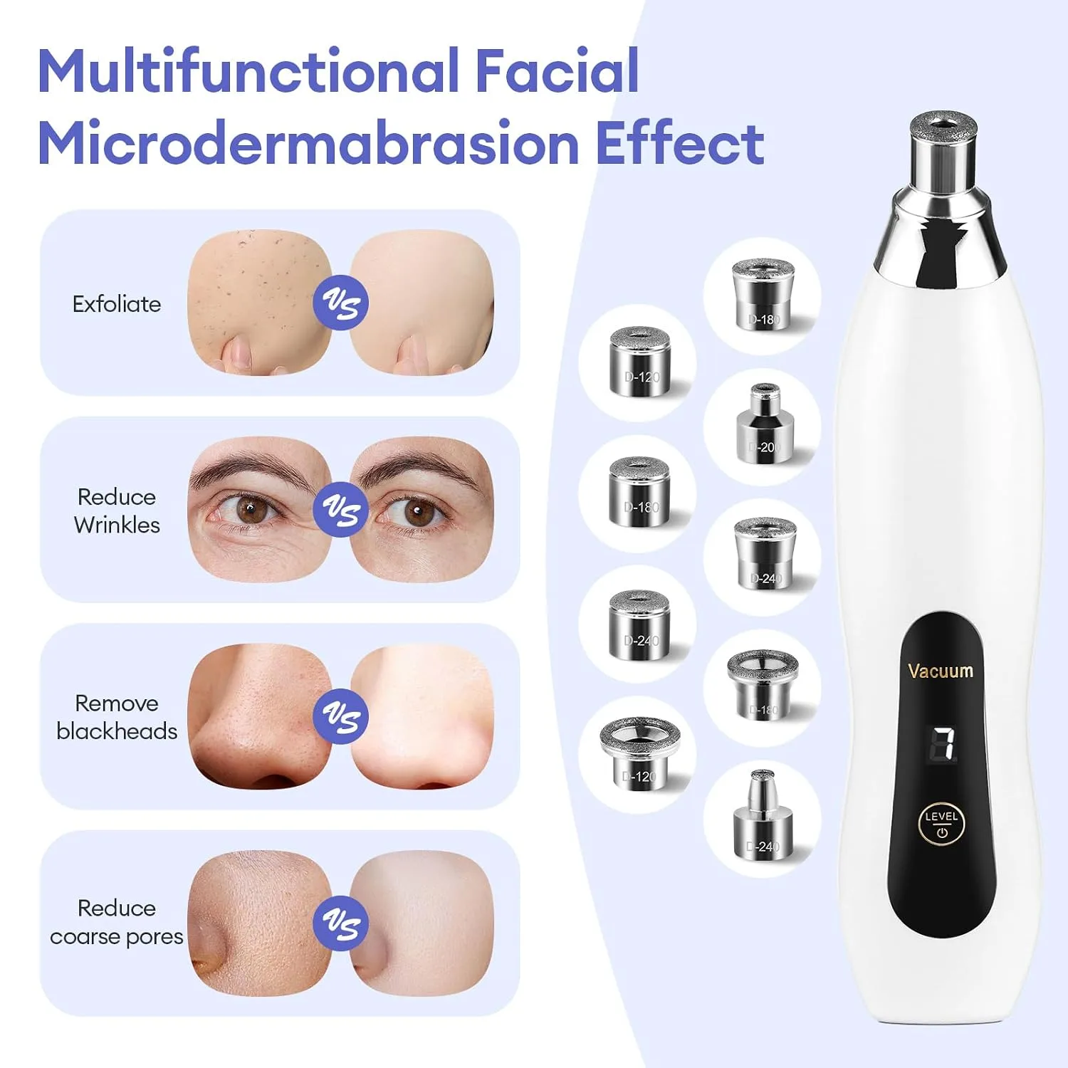 Microdermabrasion Machine, 7 Suction Modes with 9 Diamond Tips
