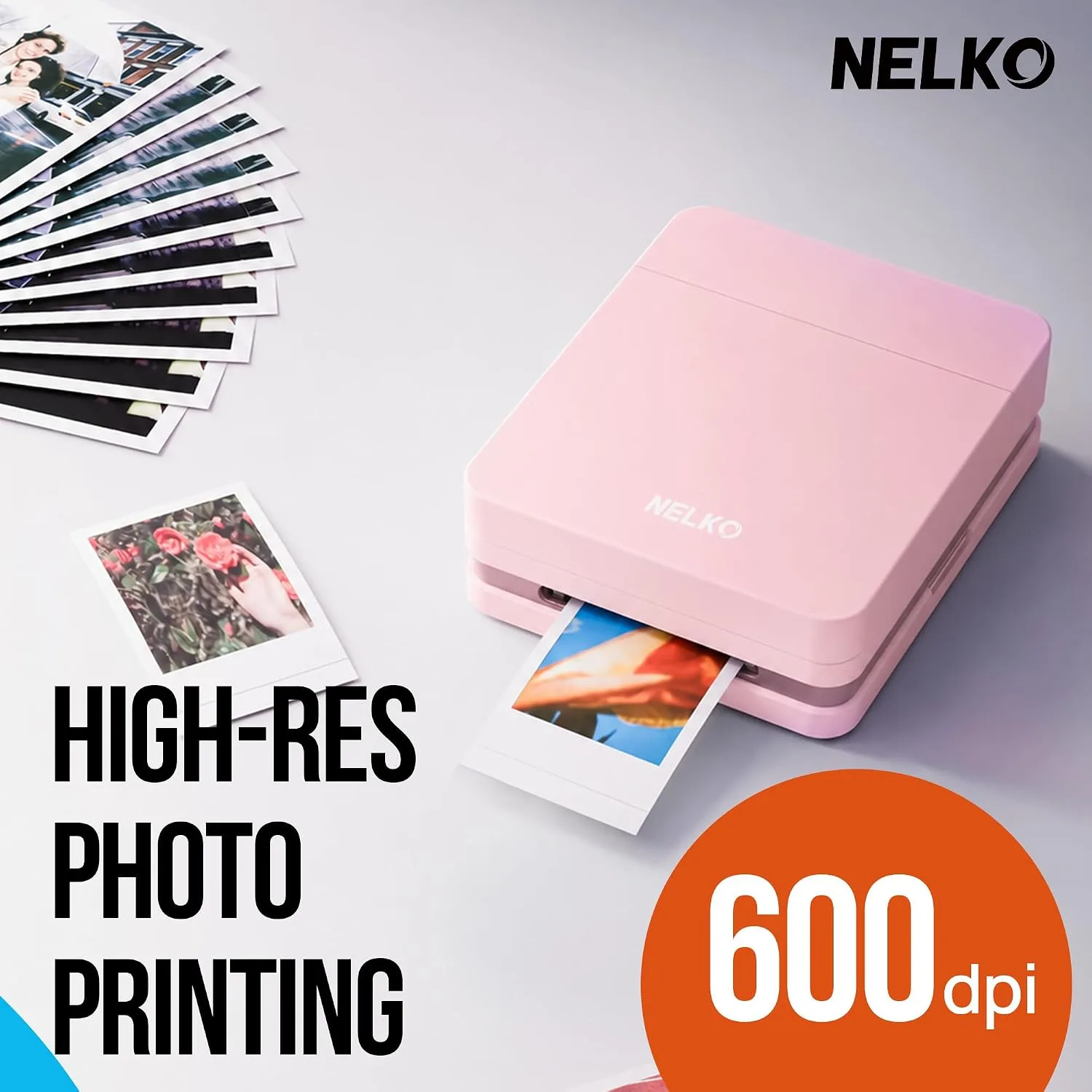 Nelko PP01 Photo Printer, 2x3 Portable Photo Printer, Mini Printer, Pink