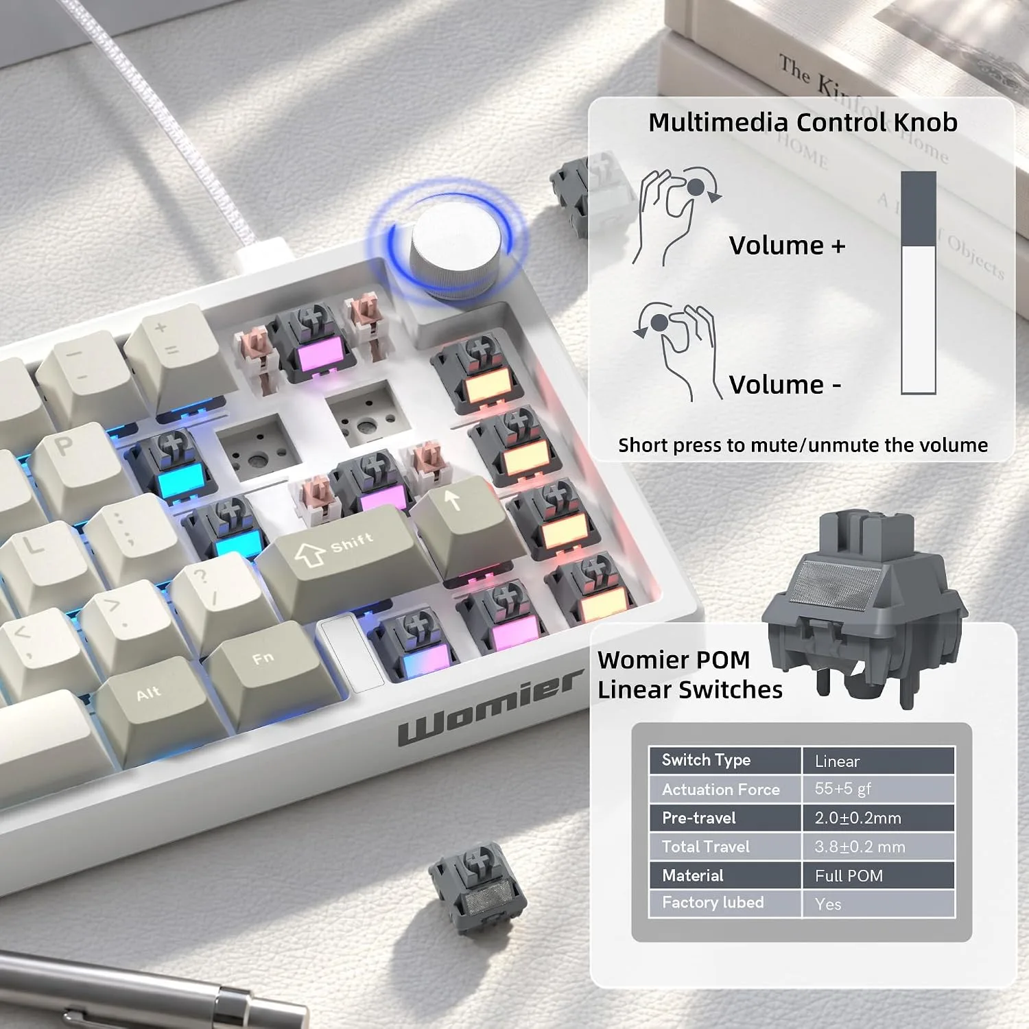 Womier VK66 PRO 60% Mechanical Keyboard, Wired PC Gaming Keyboard