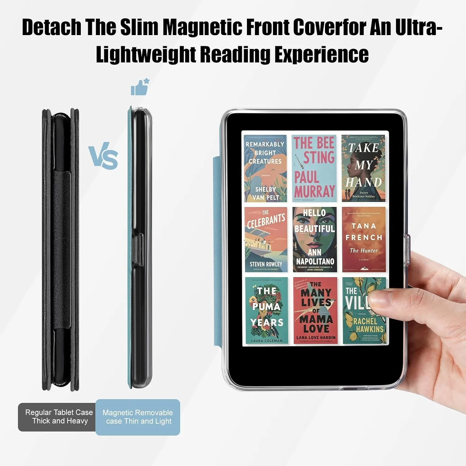 E NET-CASE Detachable Magnetic Case for 6" Kobo Clara Colour (2024) /Clara BW(2024) /2E(2022) eReader,Ultra Clear Back丨Easy to Detach & Attach丨Auto Sleep/Wake (Sky Blue)