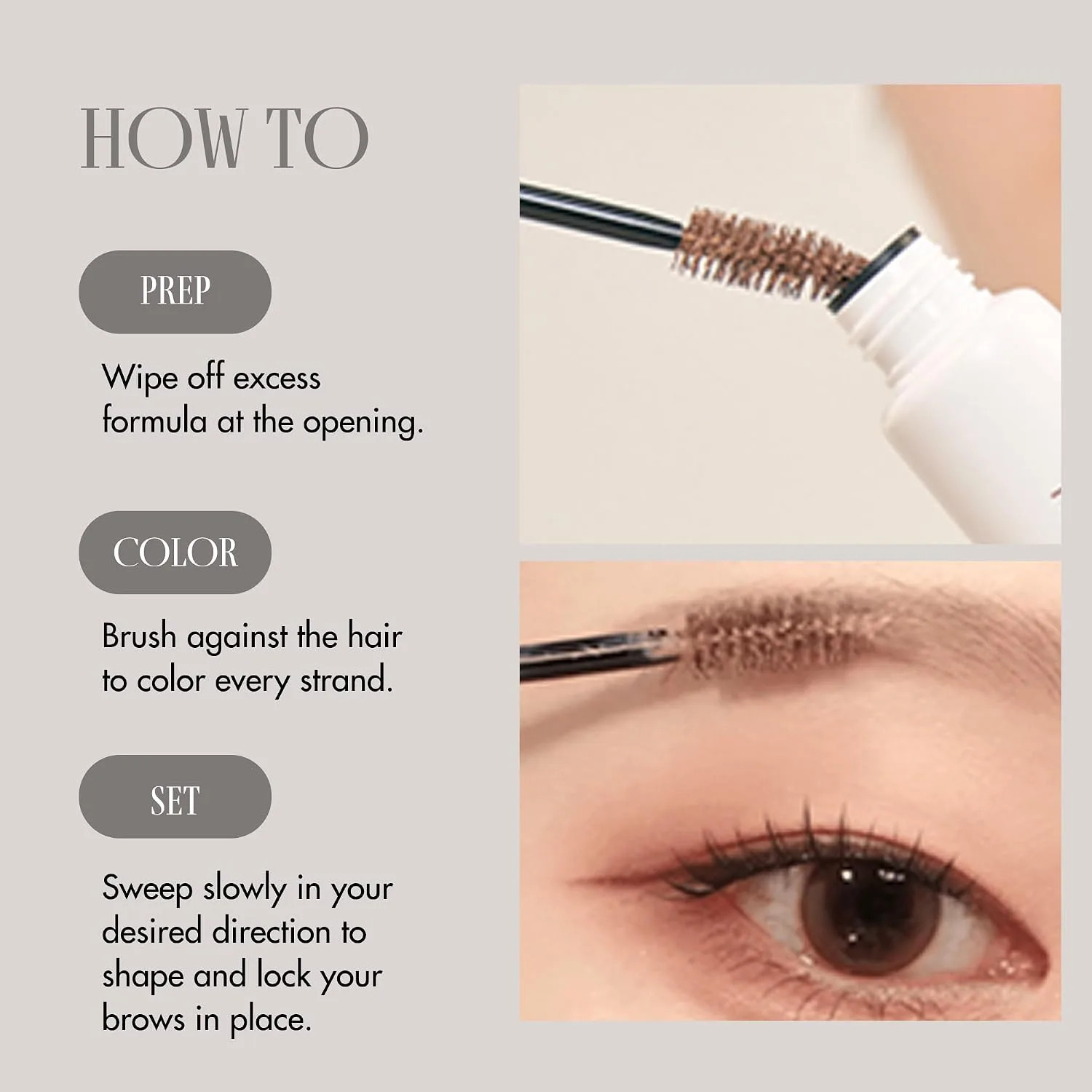rom&nd Han All Brow Cara | Brow Mascara | 01 Grace Taupe | 0.32oz