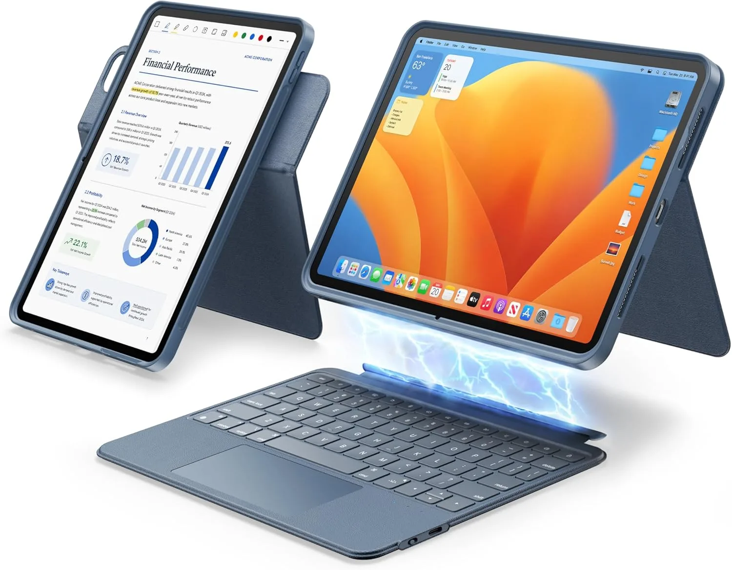 Funda con teclado HOU para iPad Air 11" y iPad Pro 11" 1/2/3/4 generación