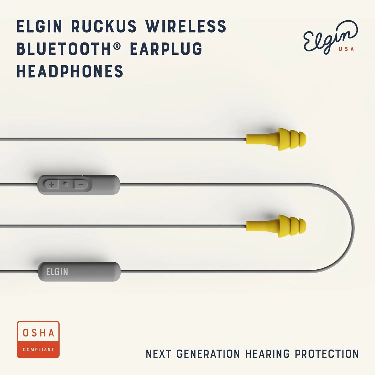 Elgin Ruckus Wireless Bluetooth Earplug Headphones, Noise Canceling Mic