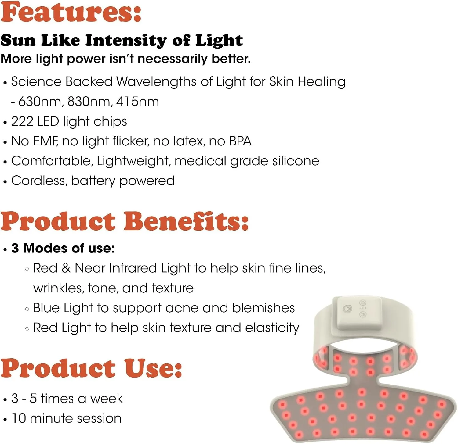 Fringe LED Neck & Chest Mask – Red, Infrared & Blue Light Modes for Skincare Routine