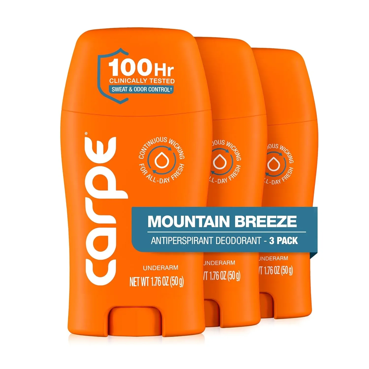 Carpe 100-Hour Antiperspirant Deodorant, Mountain Breeze - 3 Pack