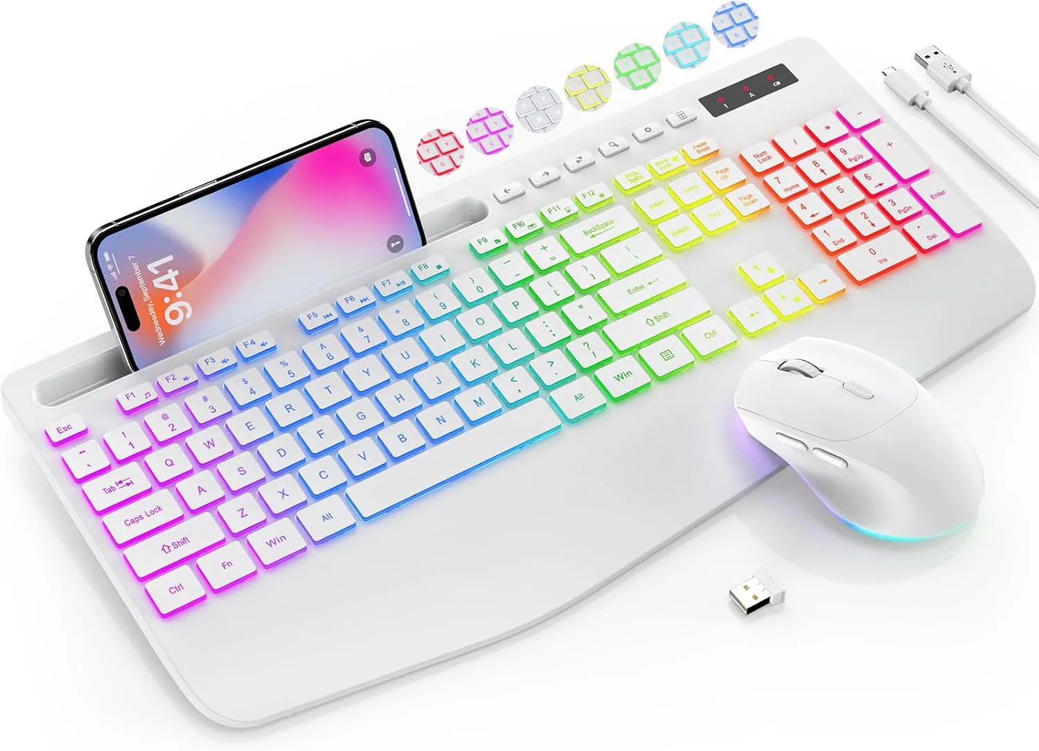 SABLUTE Wireless Keyboard and Mouse Combo - 9 Backlit Effects, RGB, 2.4Ghz