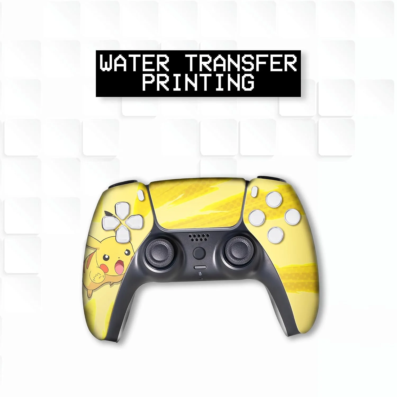 Pikachhu Custom PS-5 Controller Wireless compatible with Play-Station 5 Console by BCB Controllers | Proudly Customized in USA with Permanent HYDRODIP Printing(NOT JUST A SKIN)(MODDED)