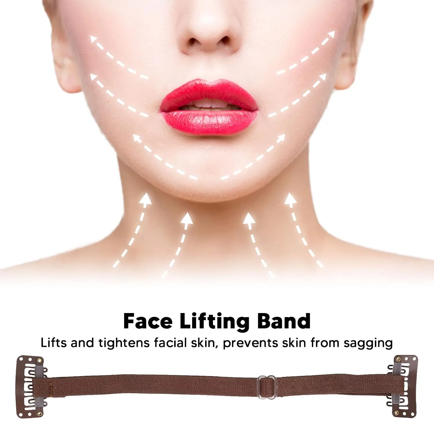 4Pcs Facelift Bands with Clips, Adjustable Elastic Instant Face Band, Invisible Hairpin Face Stretching Lifting Strap, Face Slimming Band, Wrinkles Remove Belt for Face