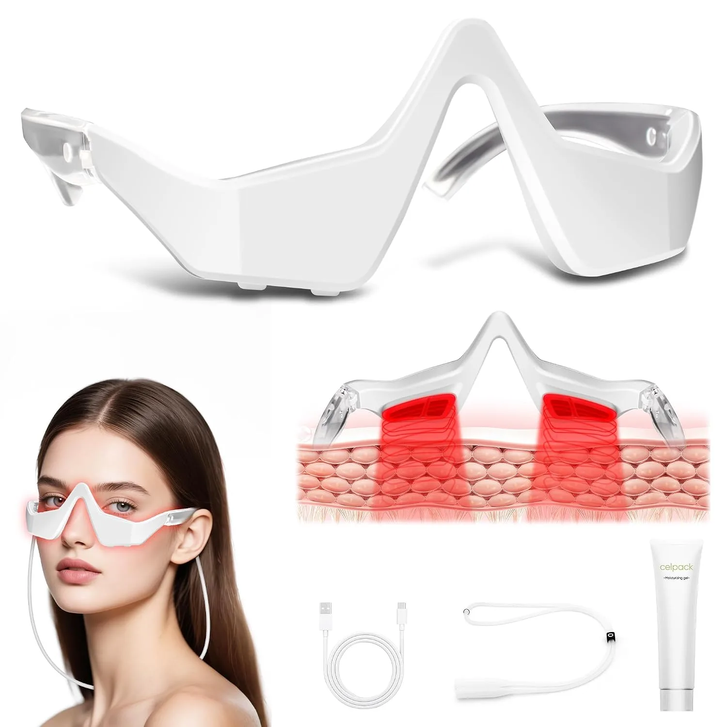 Dispositivo de terapia de luz para contorno de ojos Celpack Blanco