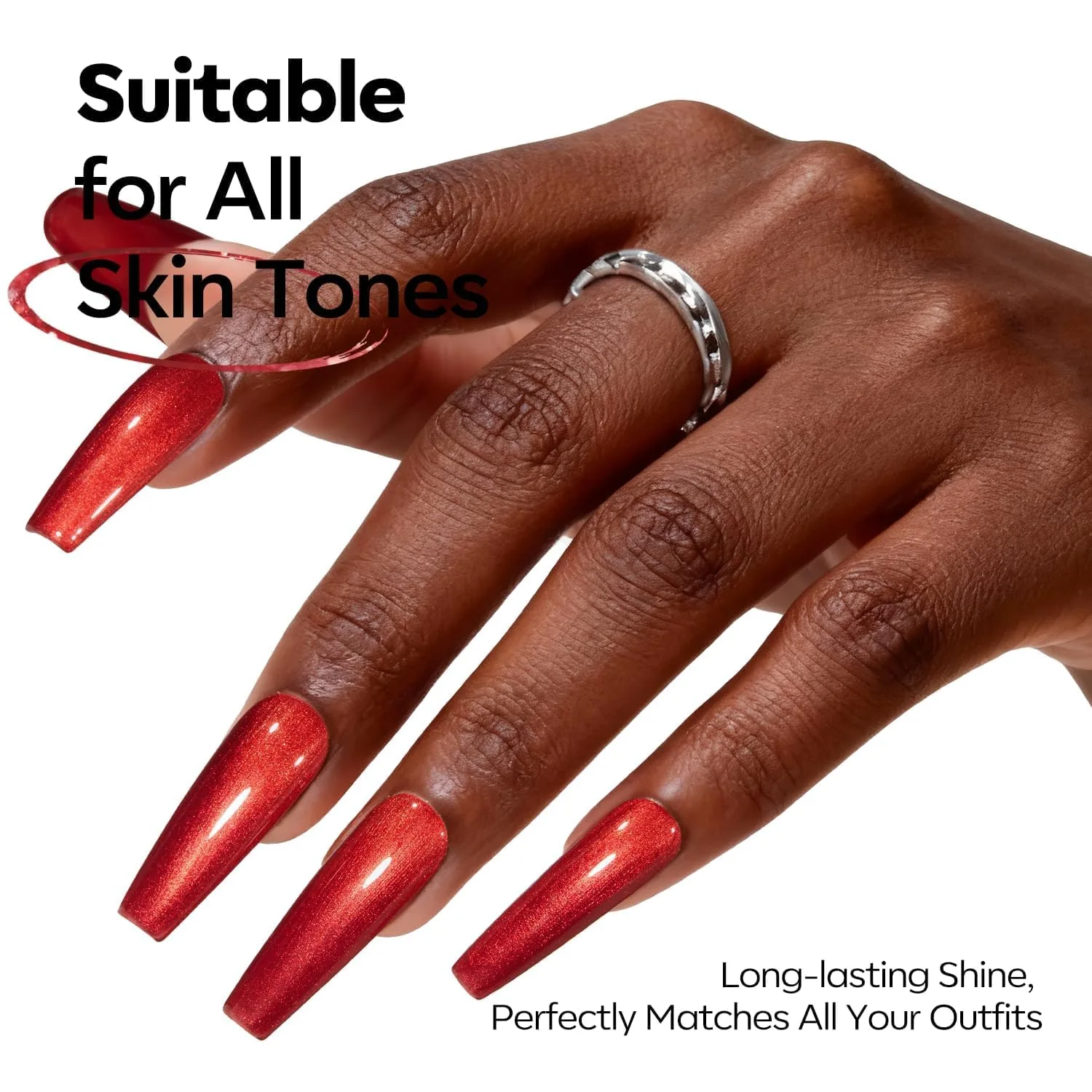 modelones Glitter Gel Nail Polish Pastel Red Gel Nail Polish