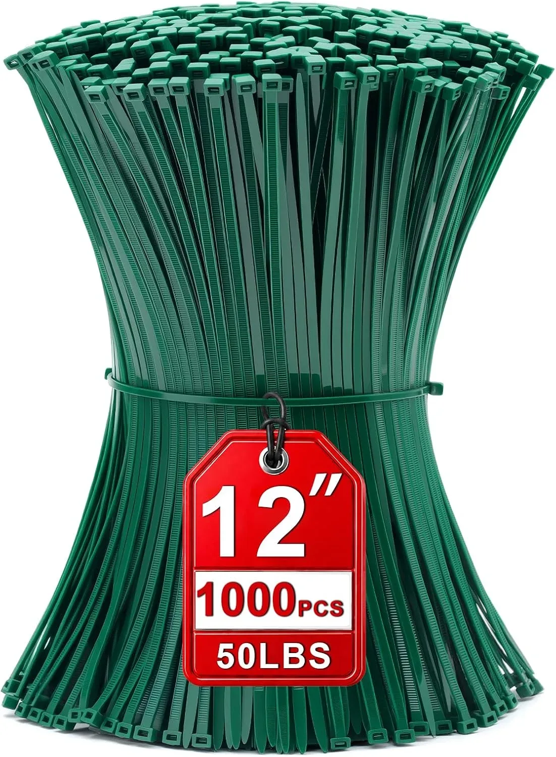 Zip Ties 12 inch, 1000 Pack Green Zip Ties,Green Cable Ties Self-Locking Nylon Cable Ties with 50 lb Tensile Strength,Wire Ties for indoor and outdoor use.