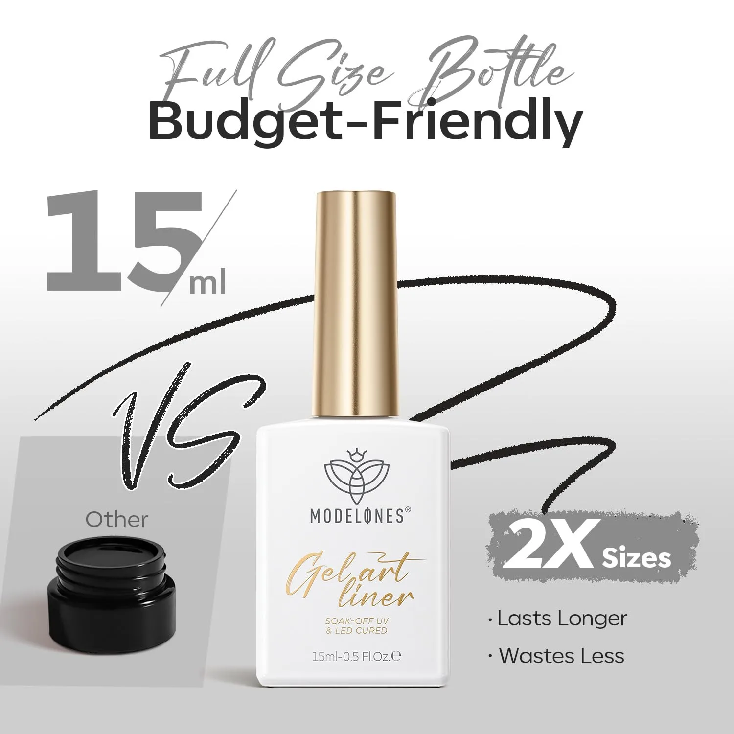 modelones Black French Tip Liner Gel Polish 15ml Built-in Fine Brush