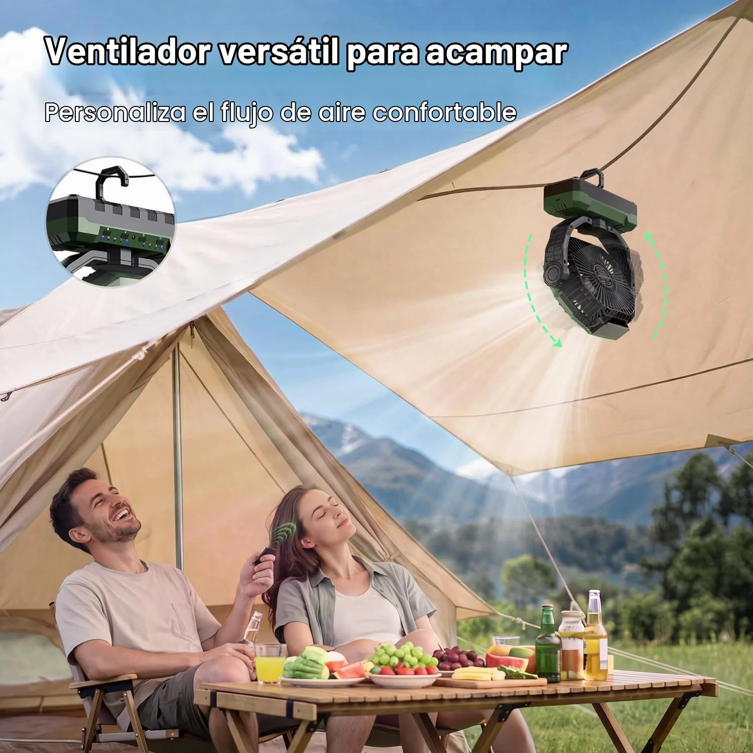 FRIZCOL 3-in-1 Camping Fan - Portable Fans Rechargeable - 24000mAh Battery Powered Fan with Light & Remote for Indoor, Outdoor, Tent, Travel, Fishing, Jobsite, Gifts for Men Dad Him - Green