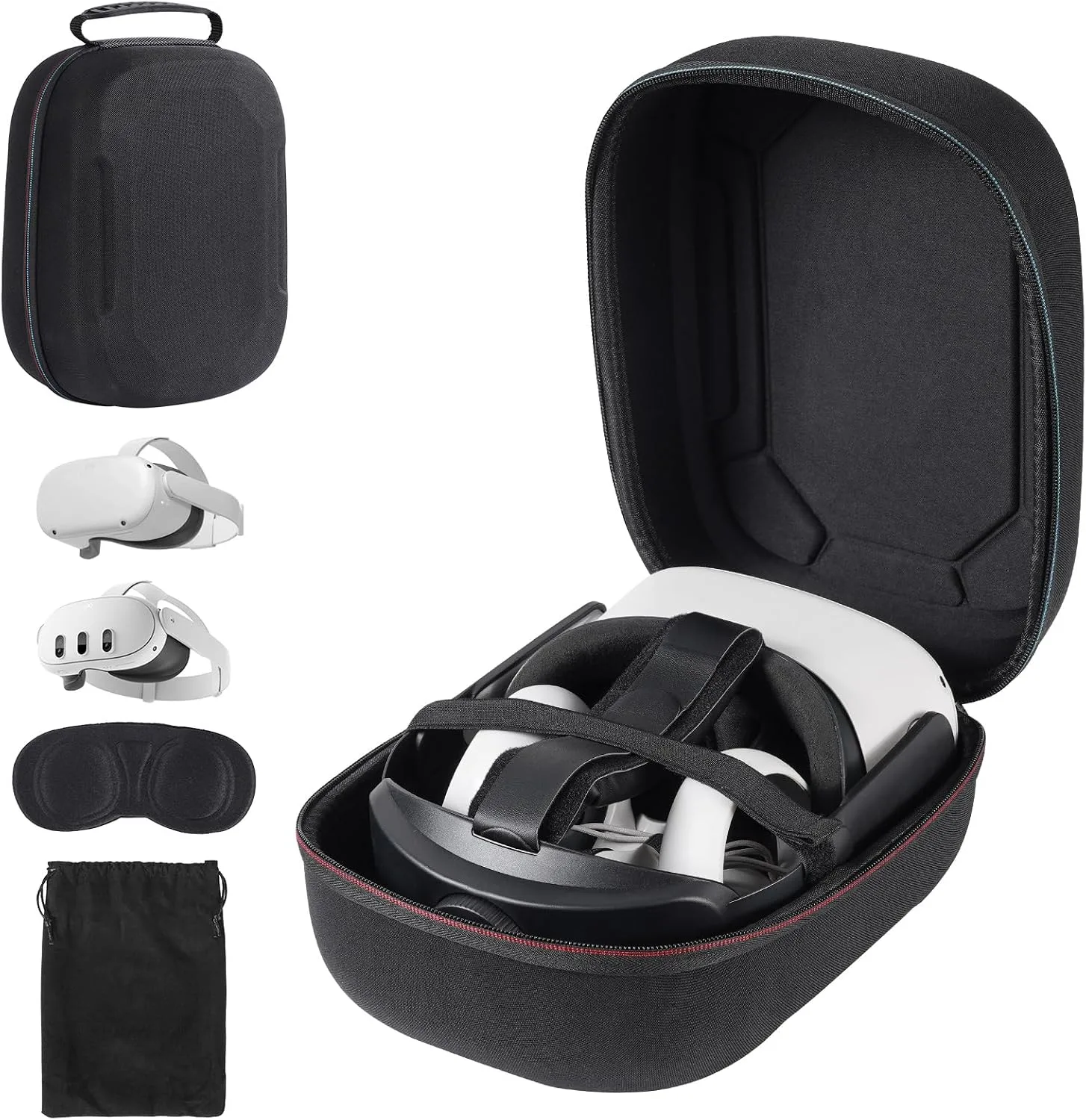 Hard Carrying Case Compatible with Meta Quest 3S/Quest 3/Oculus Quest 2/VP/Pico4,Compatible with VR Headsetible with Battery Elite Strap,Controllers and Other Accessories,Hard Shell Case-Black
