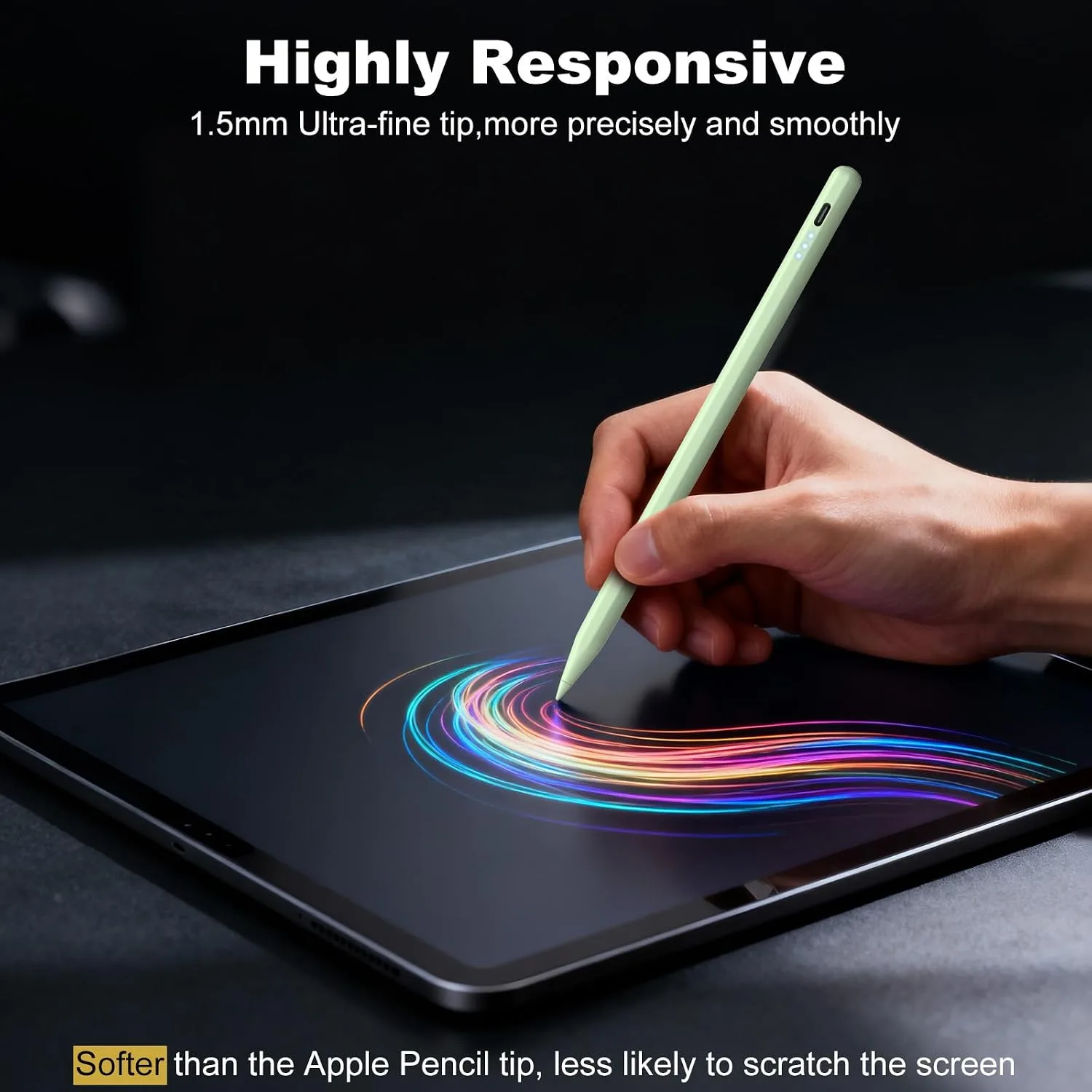 Stylus Pen for iPad, 13 mins Fast Charging for Apple iPad Pencil with Palm Rejection, Compatible with 2018-2025 iPad Air 3/4/5, iPad mini 5/6, iPad 6/7/8/9/10, iPad Pro 11", iPad Pro 12.9" (Green)
