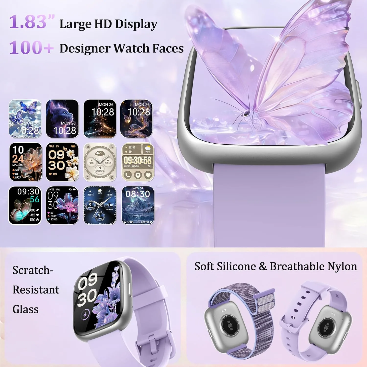 Smart Watch for Women Men, 2026 Upgrade Smartwatch [2 Bands, 44mm case], 1.83" Fitness Tracker Watch Alexa Built-in, Make/Answer Call, HR Sleep Stress Monitor, IP68 Waterproof Step Counter Watch