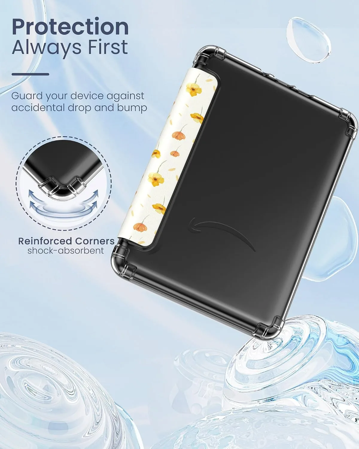 MoKo Case for Kindle Paperwhite 12th Gen & Colorsoft 2024, Flower on White