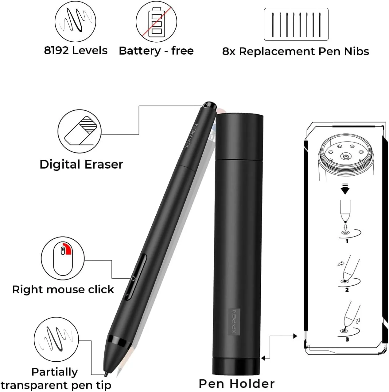 XP-PEN Artist12 11.6 Inch FHD Drawing Monitor Pen Display Graphic Monitor with PN06 Battery-Free Multi-Function Pen Holder and Glove 8192 Pressure Sensitivity