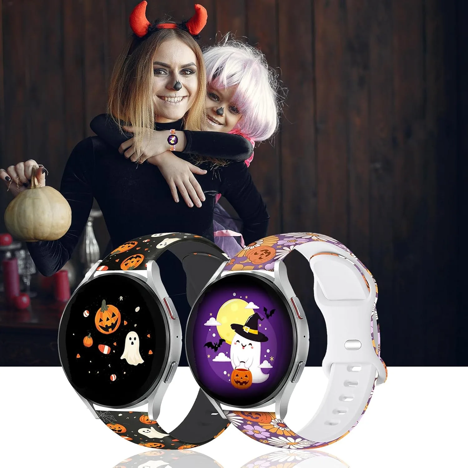 Christmas Halloween Bands Compatible with Samsung Galaxy Watch 7 Band 6 5 4 Active 2 FE 40mm 44mm/Watch 6/4 Classic/5 Pro/3, 20mm Holiday Replacement Strap Band for Samsung Watch Bands Women
