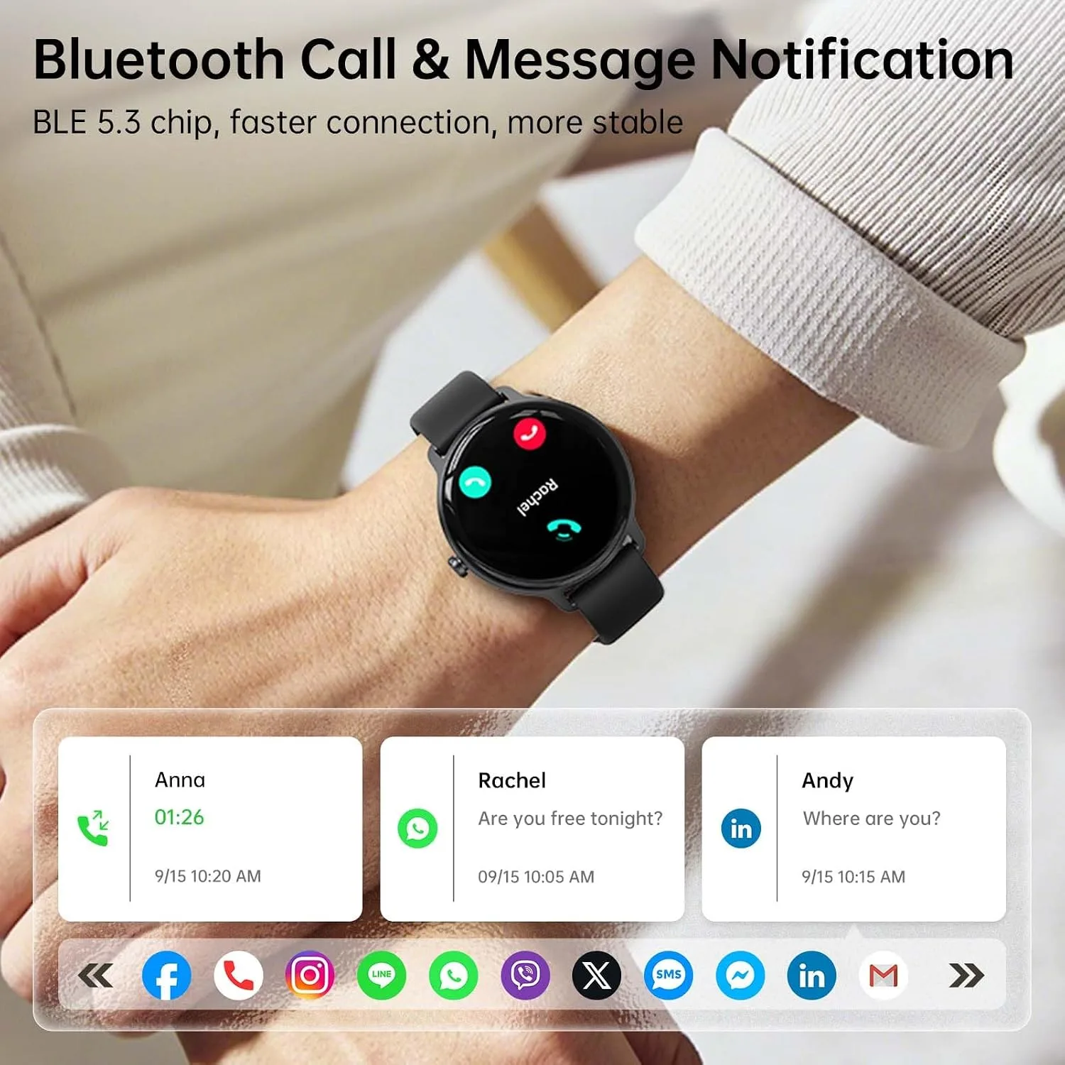 Smart Watch for Women Men, 1.27" HD AMOLED Stylish Smartwatch (Answer/Call) for iPhone/Android/Samsung, Fitness Tracker with 120+ Sport Modes, Heart Rate/Sleep/Health Monitor, IP68 Waterproof, 2 Bands