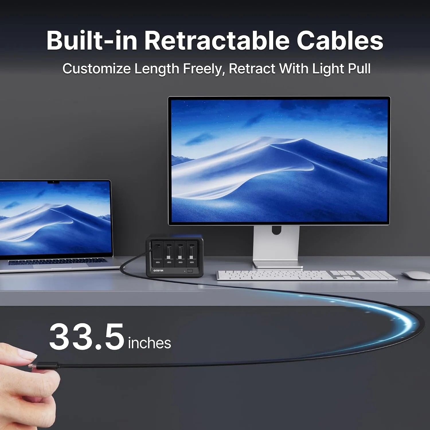 Gitryin 12-in-1 Desktop Charging Station, 160W USB Retractable GaN Charger
