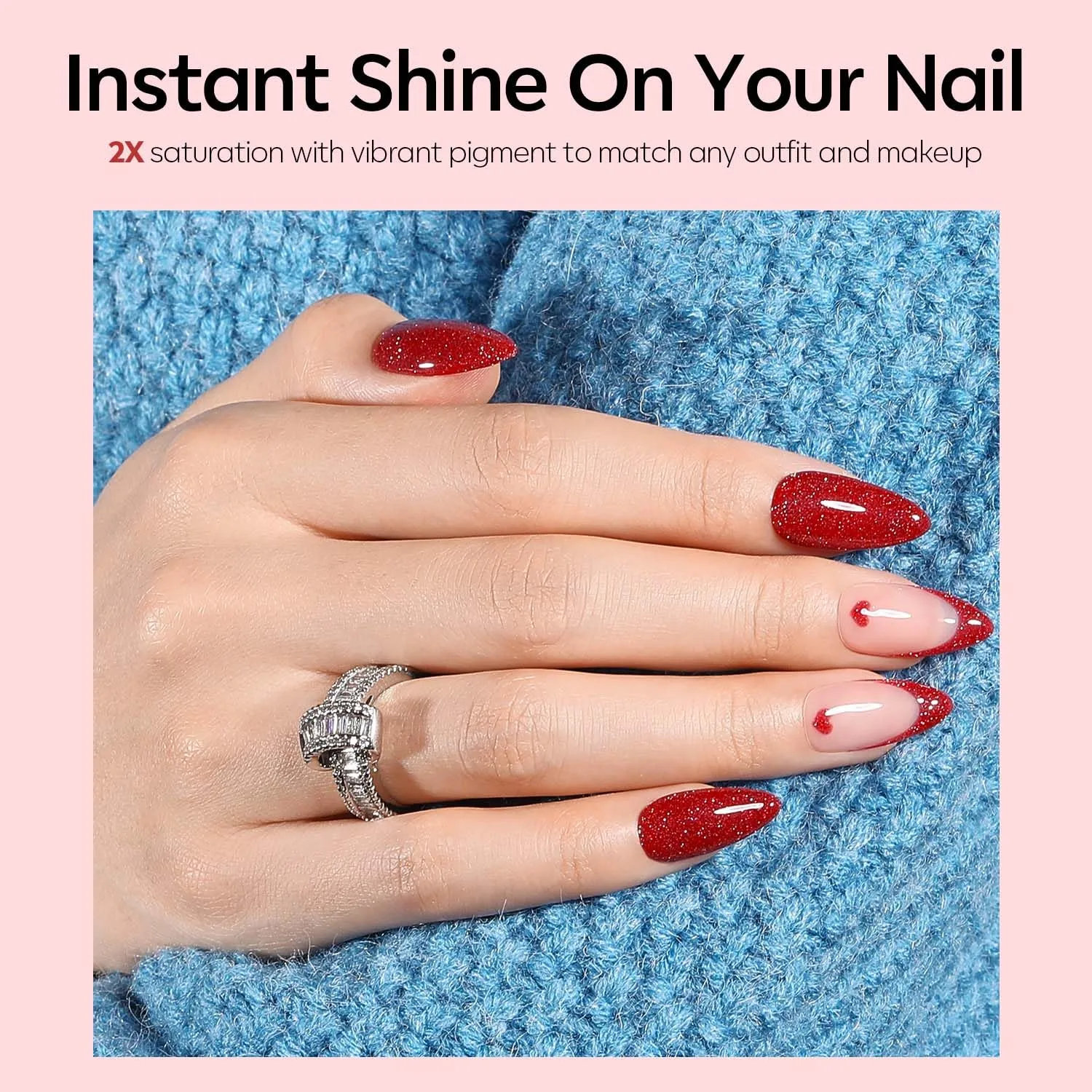 modelones Glitter Gel Nail Polish Pastel Burgundy Red Gel Nail Polish