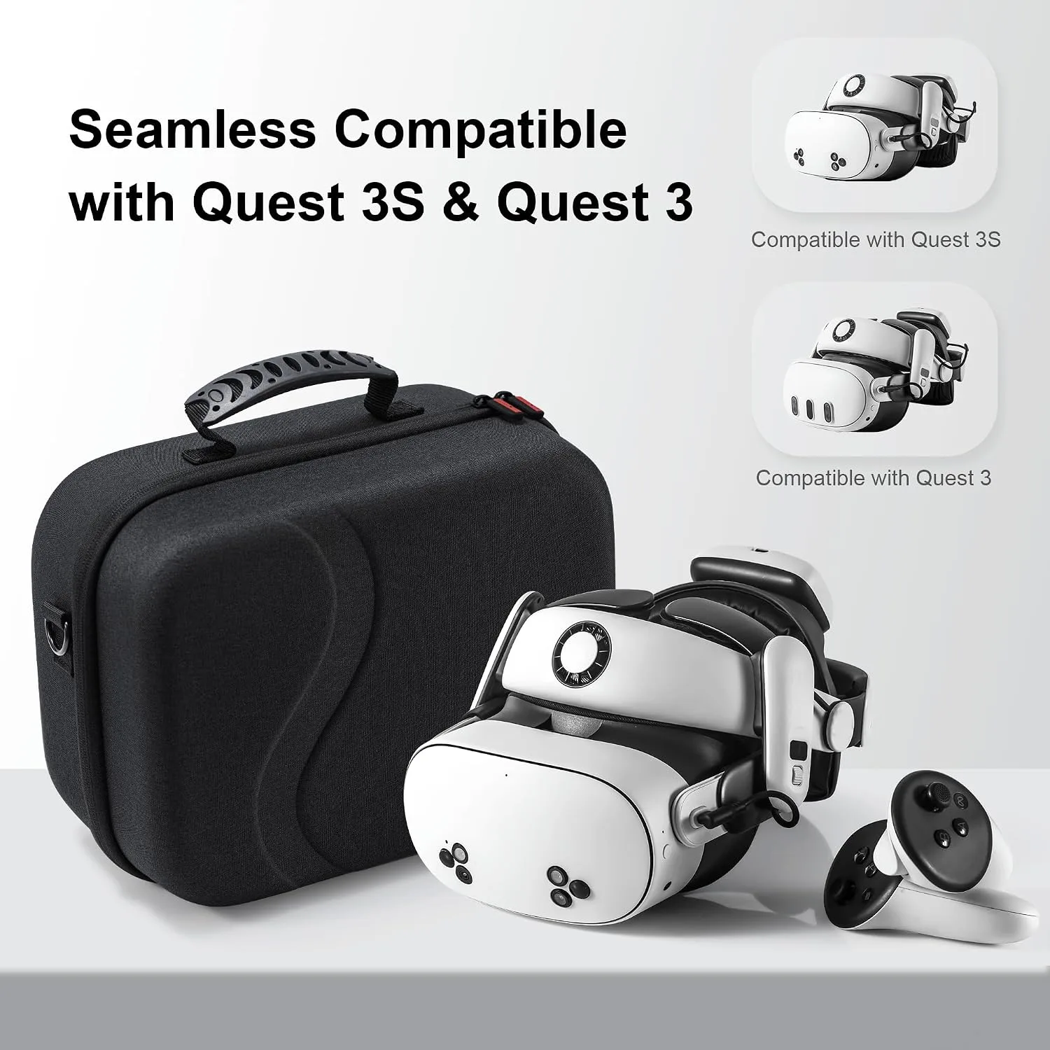 STARTRC GAMES Large Carrying Case for Meta Quest 3/Quest 3S, Hard Travel Case for BOBOVR S3 Pro/Kiwi Design Battery Head Strap and Other Accessories, Storage Case and Soft Lining for Quest 3S