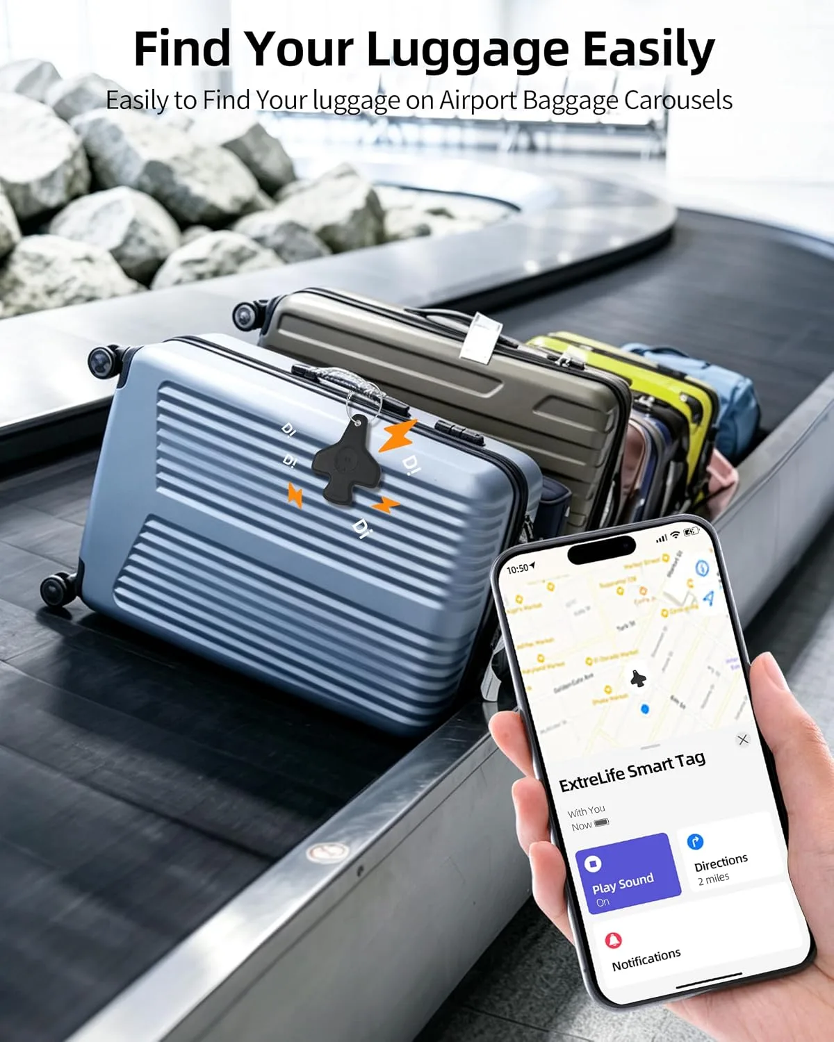 Luggage Tag, Built-in Smart Bluetooth Tracker, Plane Travel Essentials
