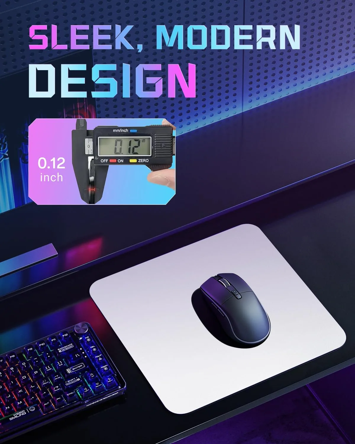Glass Gaming Mouse Pad, 16.2 x 12.2 Inch, White