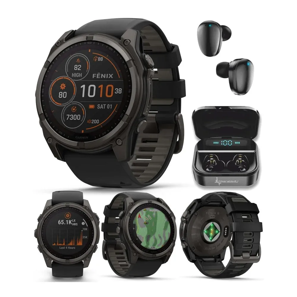 Smartwatch Garmin Fenix 8 51 mm Solar Sapphire Titanium Gris con Auriculares