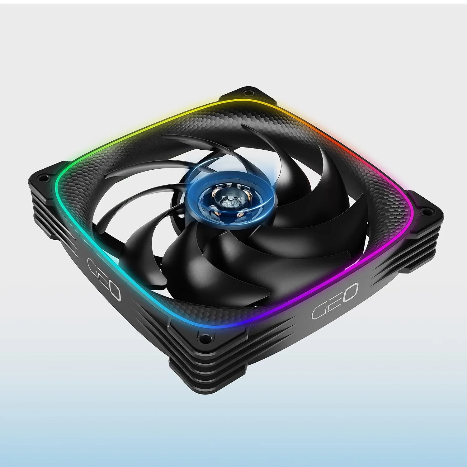 Geometric Future Squama 2503 RGB PWM Fan - 140mm - 3 Pack – Performance & Silent Balance - Dual Lighting Loop - 5V 3pin addressable RGB - 4pin PWM - Black (GEO-S2503B-14T)