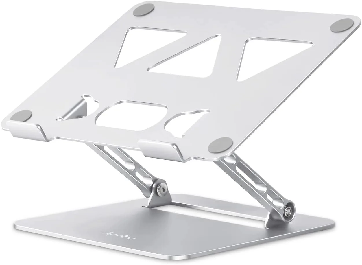 Base para laptop Aoviho ajustable plegable aluminio 10-15.6 pulgadas plateado