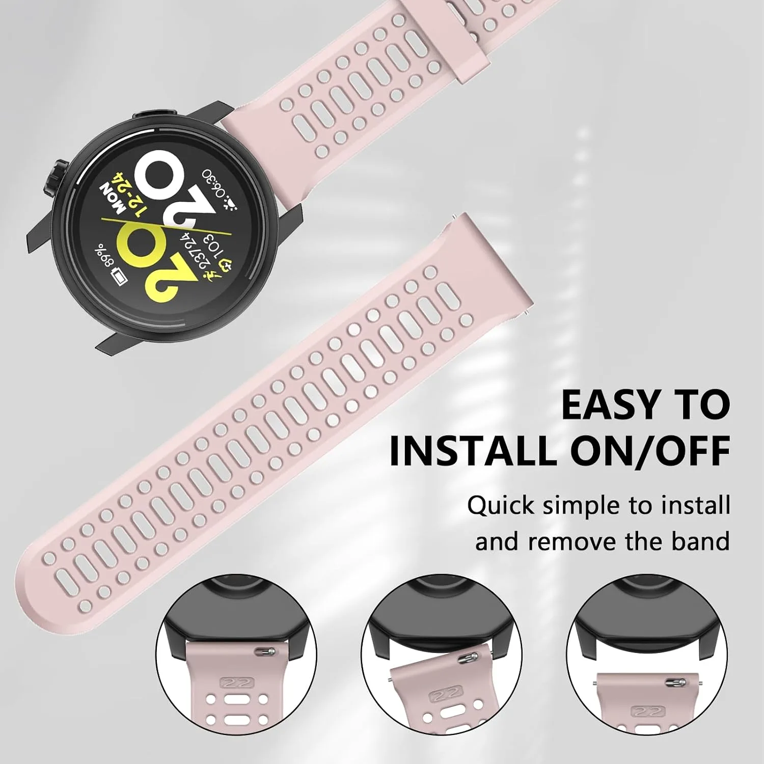 Compatible with COROS Pace 3 Watch Band, 22mm Quick Release Sports Silicone Watch Band Breathable Wristband Strap Women Men Strap for COROS APEX 2 Pro/APEX 46mm/APEX Pro