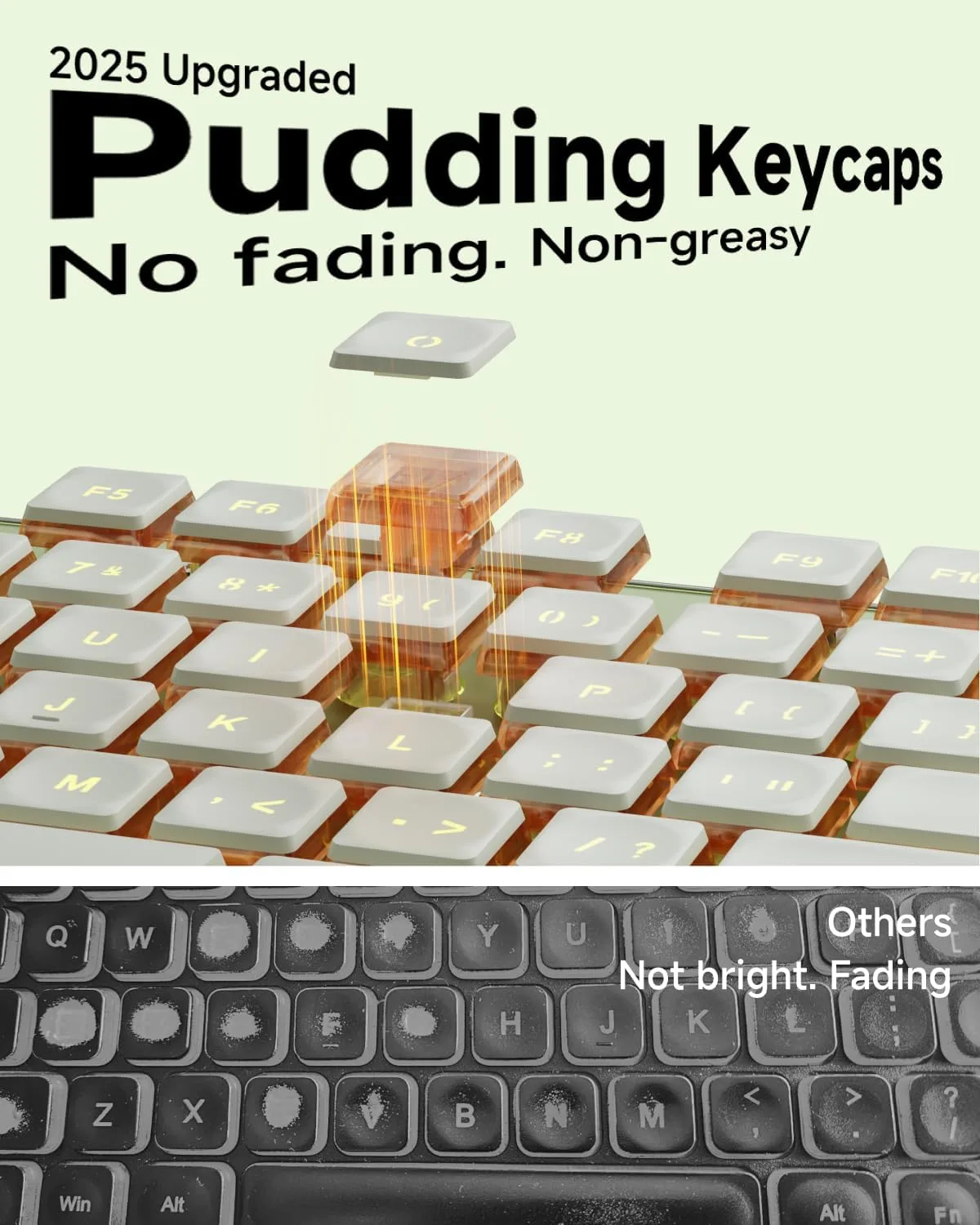 Wired Keyboard with Warm Backlit, Never Fade, Soft Click Typing, Green